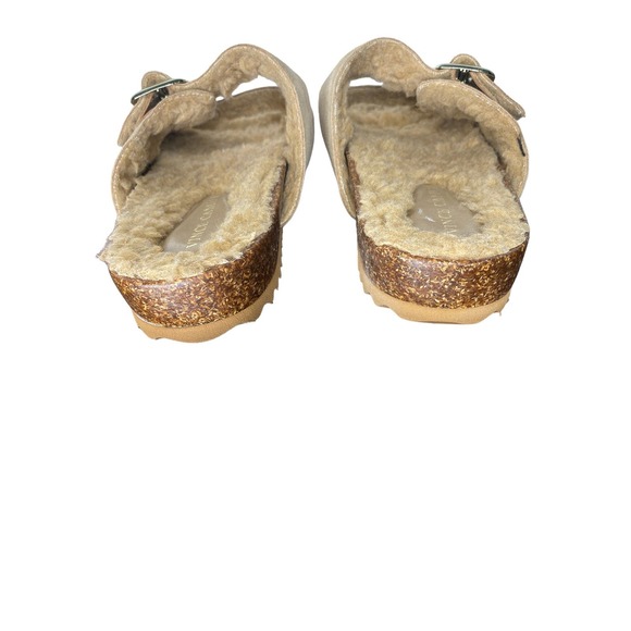 VINCE CAMUTO NWT Mannissa Suede & Faux Fur-Lined Flat Sandals Slide Open Toe 7.5 - Picture 3 of 6